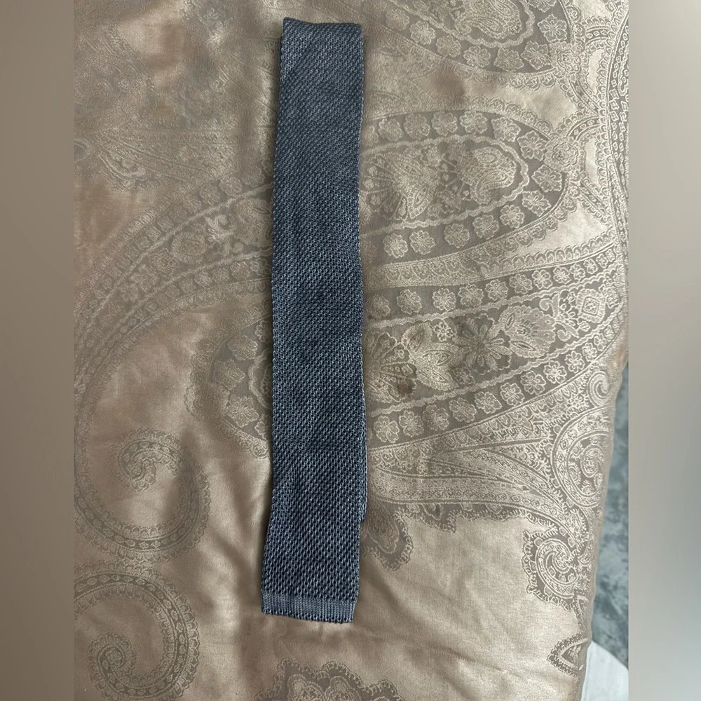 Nordstrom Mens Silk Skinny Grey Tie - Picture 5 of 5